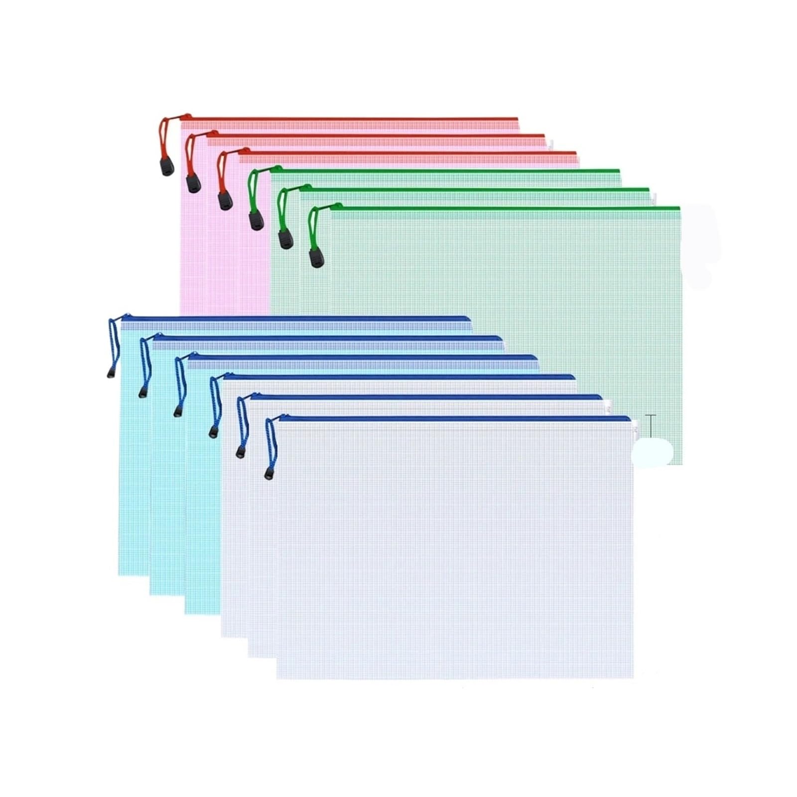 Dokumententasche mit Reißverschluss, A4, A4, 24 Stück, verschiedene Farben, Netzstoff, Dokumententasche, Dokumentenmappe, A4, Schule, Bürobedarf, Federmäppchen, Aufbewahrungstaschen