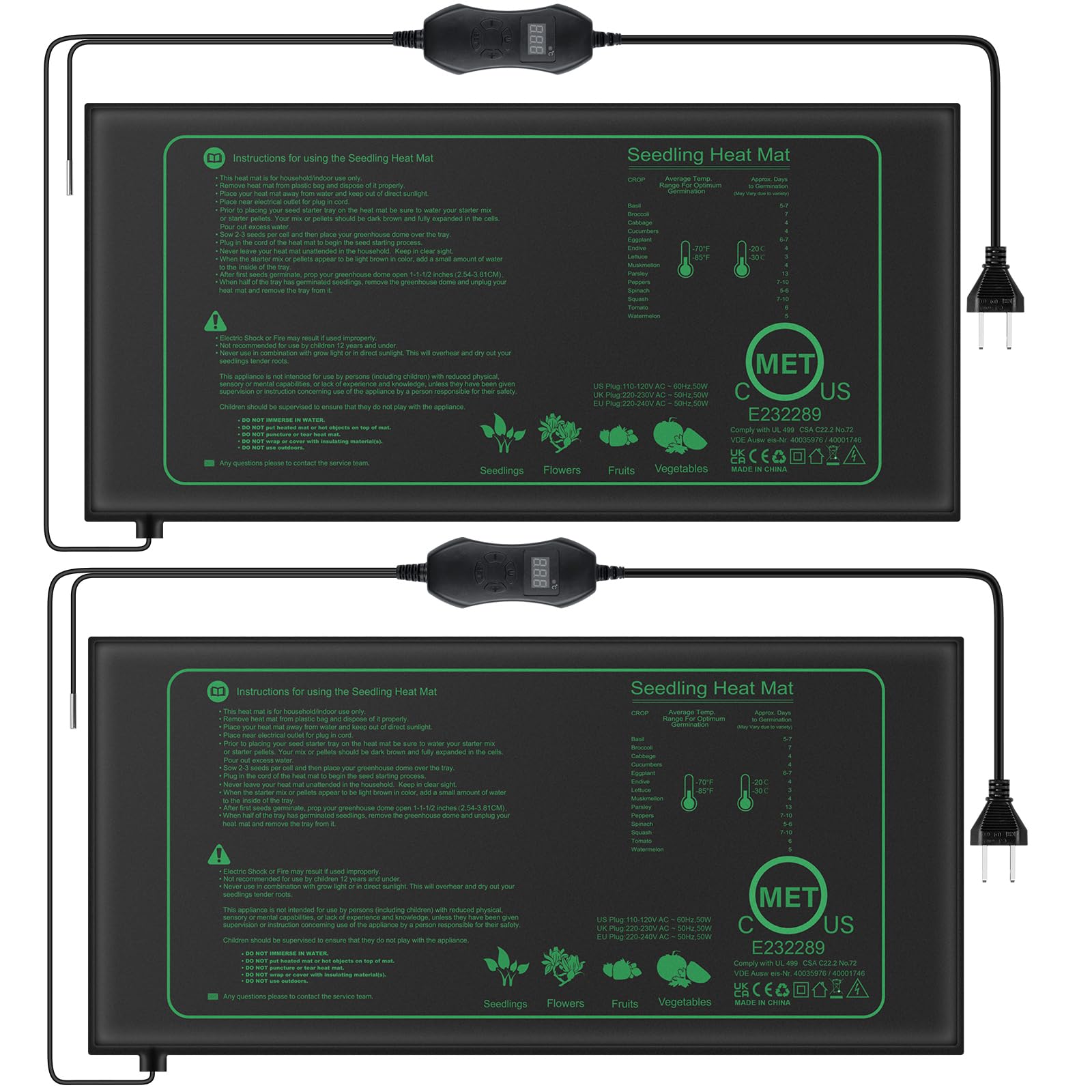 Mojimdo 50W Estera de calefacción Plantas con termostato - Calefacción rápida, protección contra Incendios, Estera de Calor para la germinación y la regulación de la Temperatura