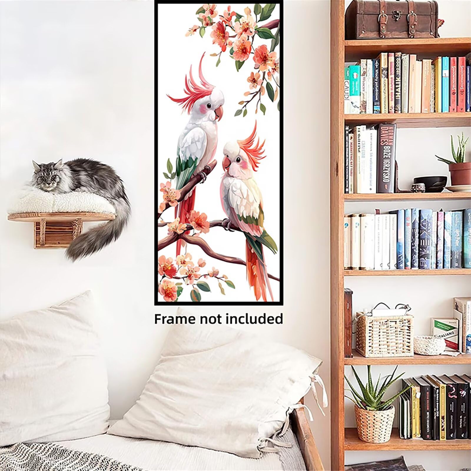 Malen Nach Zahlen 50x150cm Leinwand Tier Malen Nach Zahlen Erwachsene mit Ohne Rahmen, DIY Kreativ Set für Erwachsene mit Pinseln und Acrylfarbe, Zimmer Deko Papagei 5 Landschaft Geschenk, P0M-662