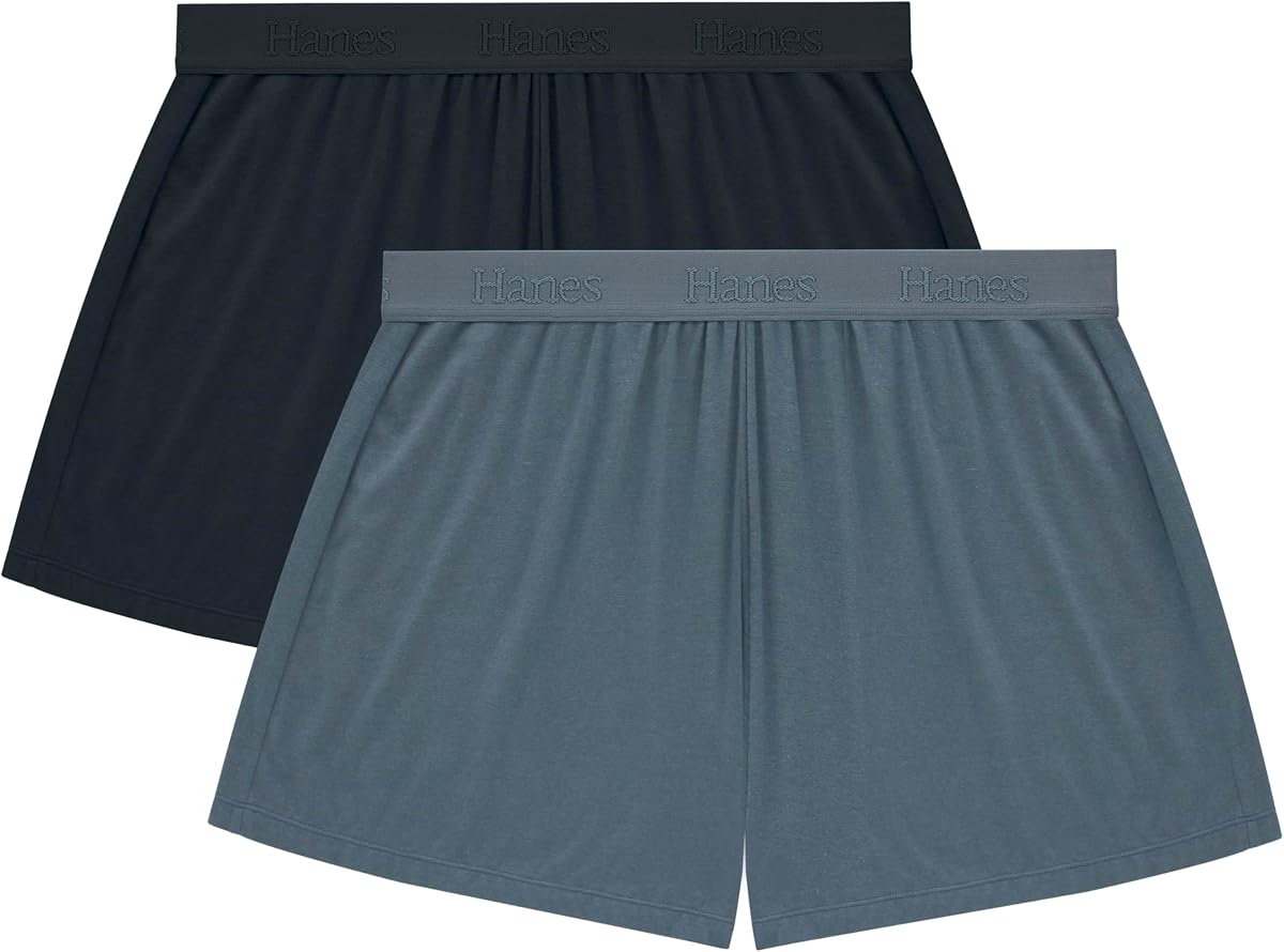 Hanes Women's Originals Sleep Shorts, 2-Pack, Comfywear Supersoft Lounge Shorts Pack, 3.25"