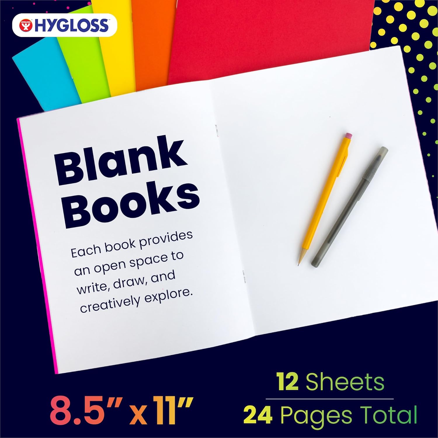 Hygloss Blank Books - Bulk 20 Pack – 8.5" x 11" A4 Assorted Colors – Paperback Blank Books for Kids to Write Stories, Doodle Art – Plain Drawing Sketchbook, Unlined Journal, Notebook Without Lines