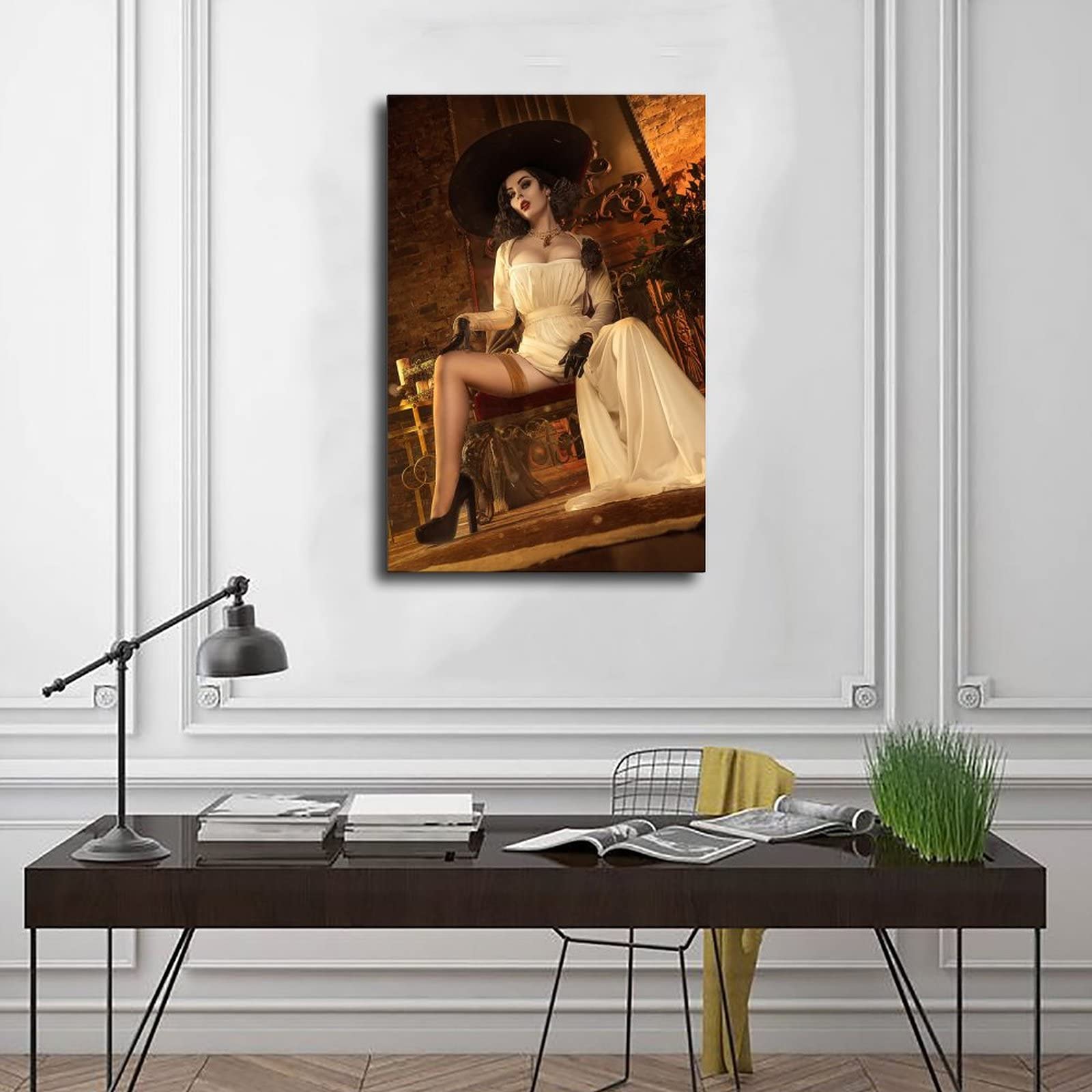 MJKO Resident Evil Lady Dimitrescu 4 Poster su tela per camera da letto, decorazione per ufficio, decorazione per camera da letto, 30 x 45 cm