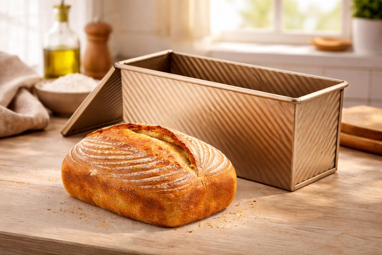 Brotbackformen Toast Brot Backform,Pfanne Brot Laib Dose mit verschiebbarem, für Brote, Kuchen, Gebäck, inklusive 1 Silikonspatel und 1 Hitzeschutzhandschuhe,38x13.5x12.5cm