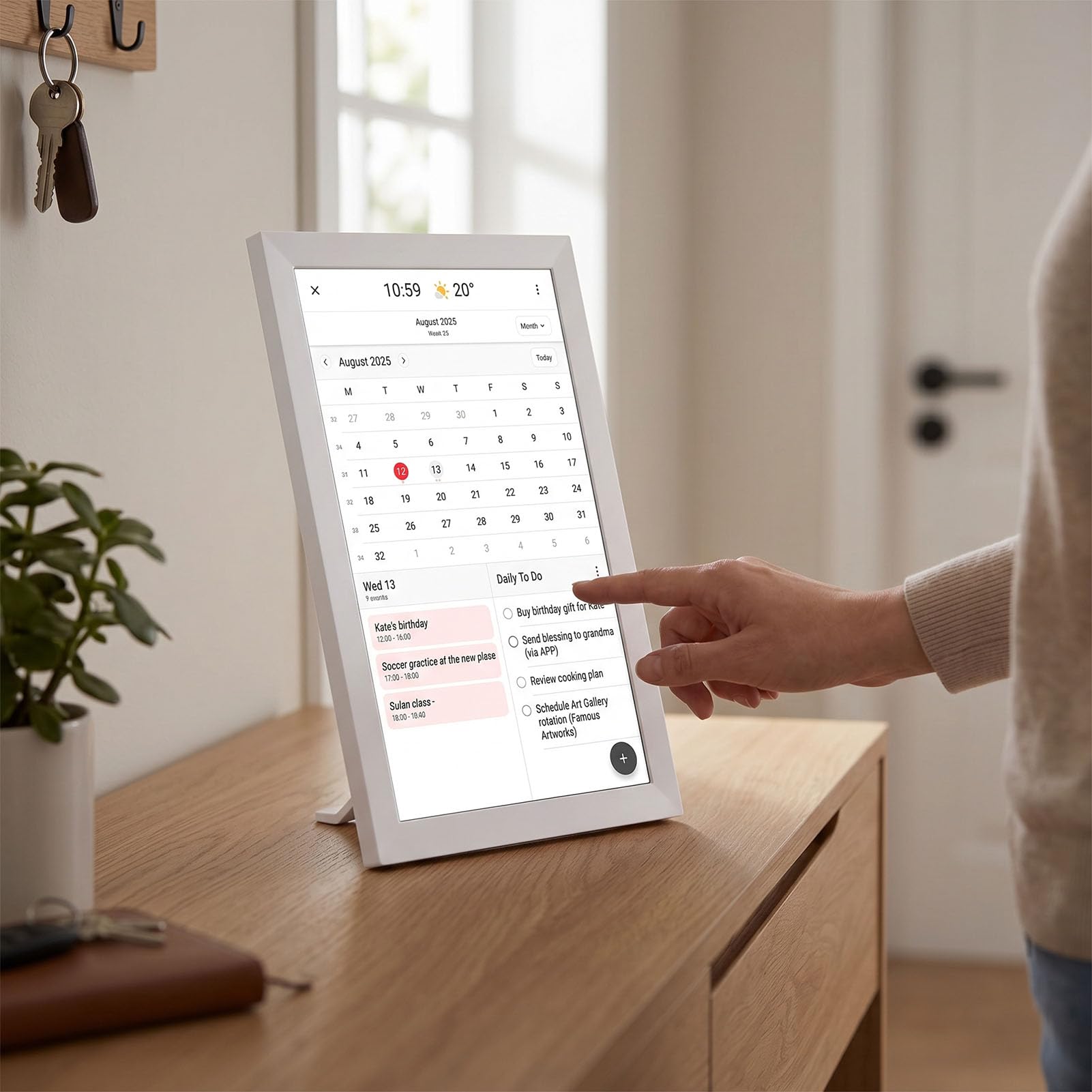 PUSOKEI Calendario Digitale Touchscreen HD da 10,1 Pollici Calendario Intelligente con Grafico dei Lavori Domestici per l'ufficio Domestico, Agenda Familiare Digitale con Connessione WiFi Programma