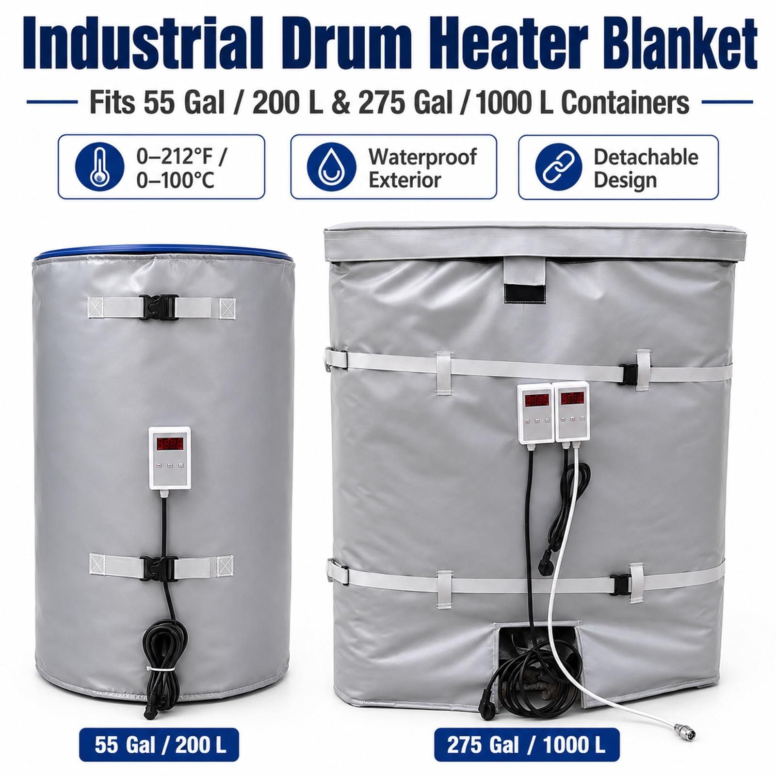Industrie-Fassheizung 200/1000 L, 15mm Isolierung, 10-H-Timer 200L