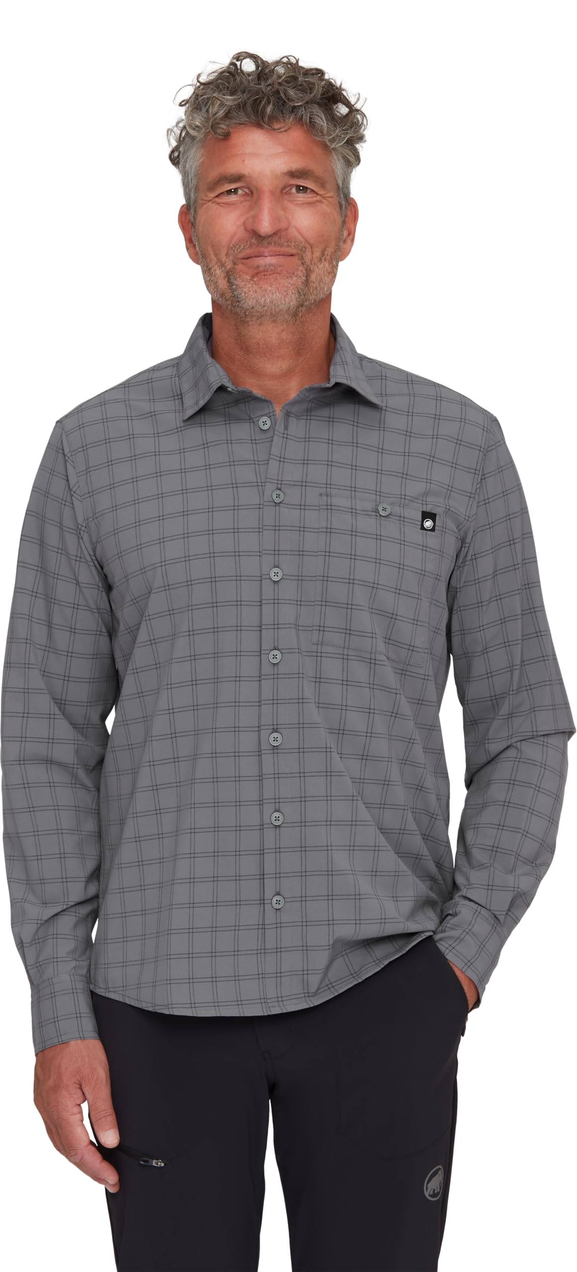 Mammut Lenni Longsleeve Shirt Men – Koszula Trekkingowa Męska | Długi Rękaw, Ochrona UV, Szybkoschnąca i Oddychająca | Rozmiar M, Stalowy-czarny