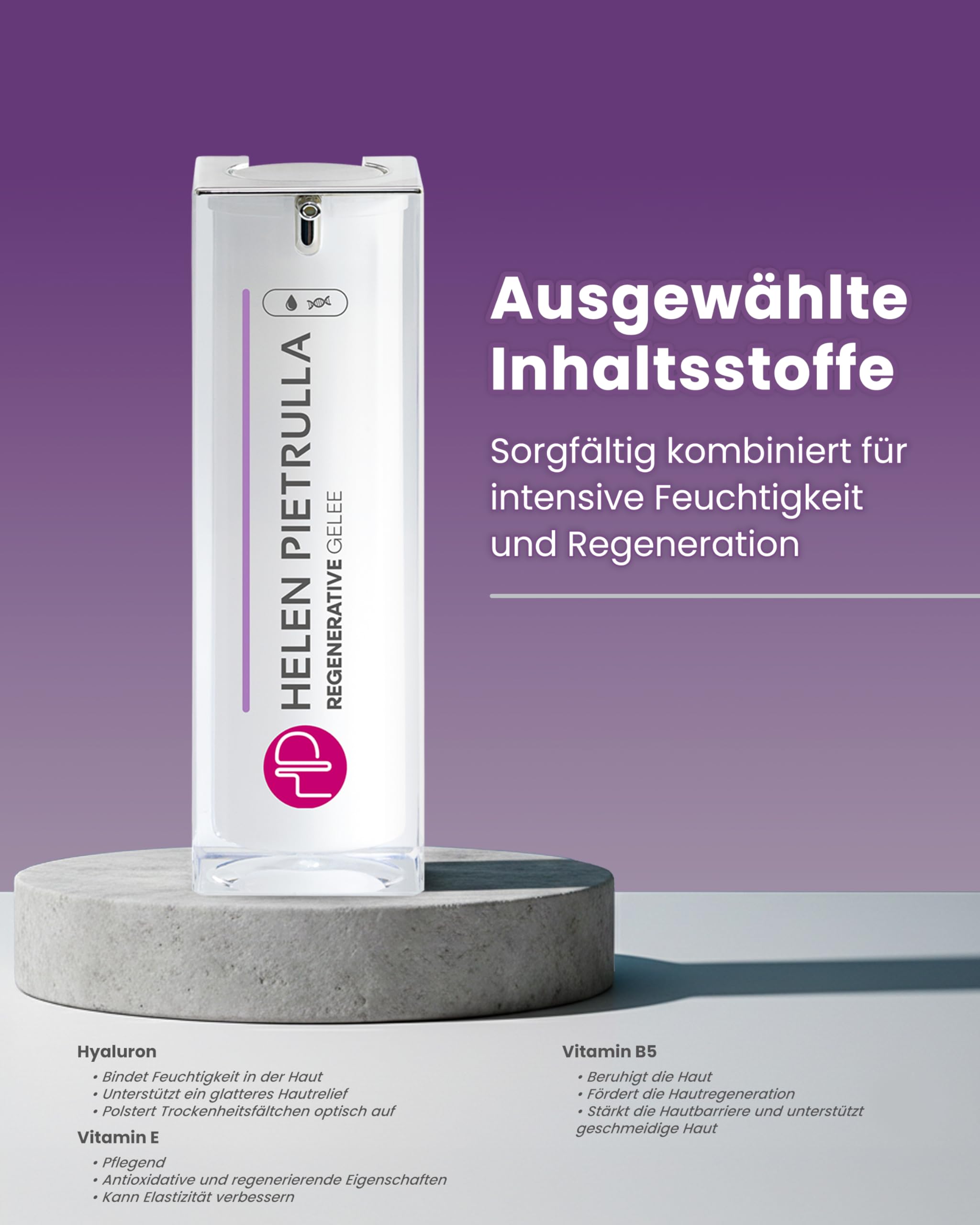 Helen Pietrulla Hyaluron Gesichtsserum - Feuchtigkeitsserum mit Hyaluronsäure & Provitamin B5 - Anti-Aging für trockene Haut - Fältchen aufpolstern & Hautregeneration | Regenerative Gelee - 30 ml