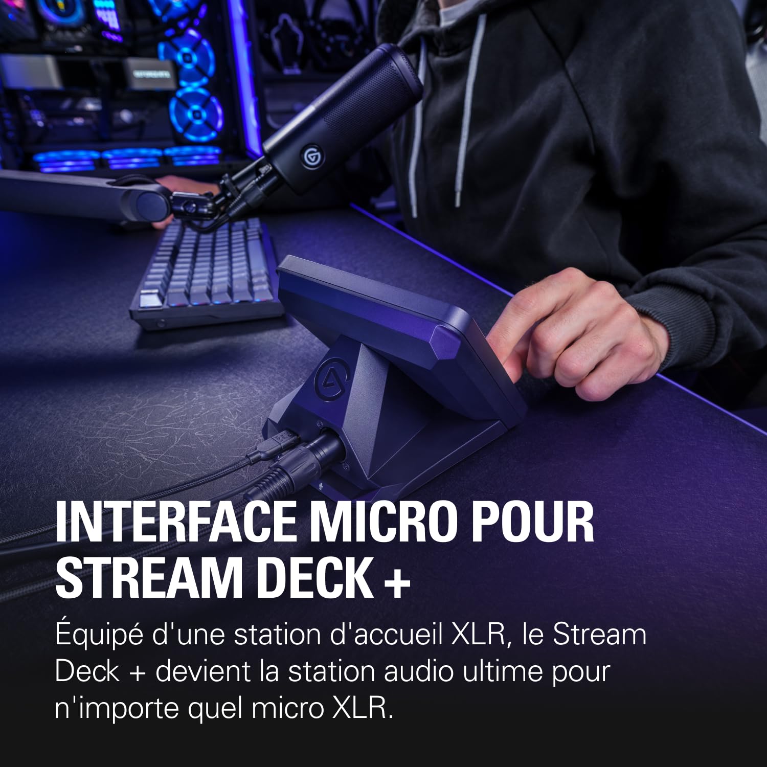 Elgato XLR Dock – Pour Stream Deck + | Interface micro XLR vers USB, mixage audio personnalisable, gain 75 dB, alimentation fantôme, Clipguard, Mac/PC