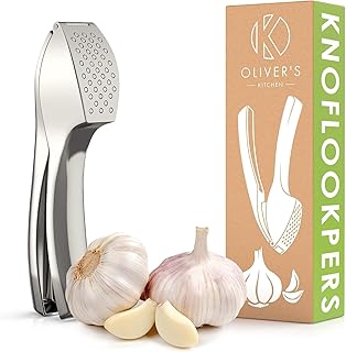 Oliver's Kitchen® Premium Knoflookpers - Gebruiksvriendelijk en makkelijk te reinigen - Geweldig voor het pletten van knoflook en gember (pellen niet nodig) - Gaat levenslang mee – Duurzaam product