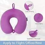 Oreiller de voyage en mousse de mémoire, forme U d'oreiller confortable, cou de soutien et tête pour soulager la fatigue, oreiller de cou portable adapté aux avions, trains, auto-conducteurs (Purple)