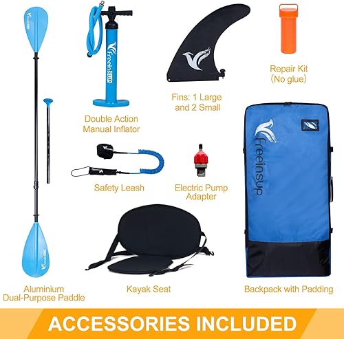 Miniatura 3 de Freein Stand Up Paddle Board Kayak SUP Inflatable Stand up Paddle Board SUP 10'10'6x31 x6, 2 Blades Paddle, Dual Action Pump, Triple Fins, Leash,
