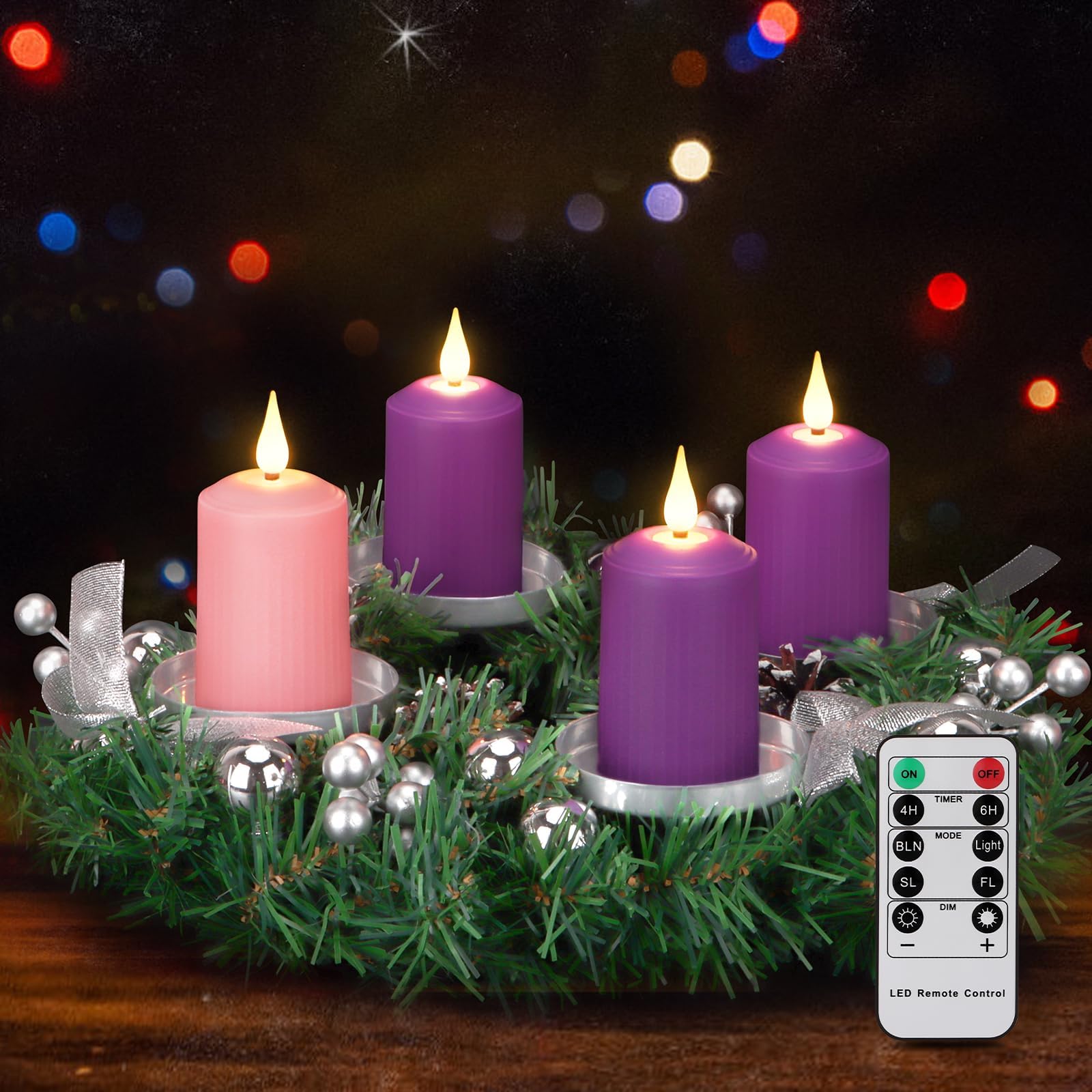 Daord D2 x H4 Advent LED Candles Set of 4 Christmas LED Flameless Pillar Candle 3