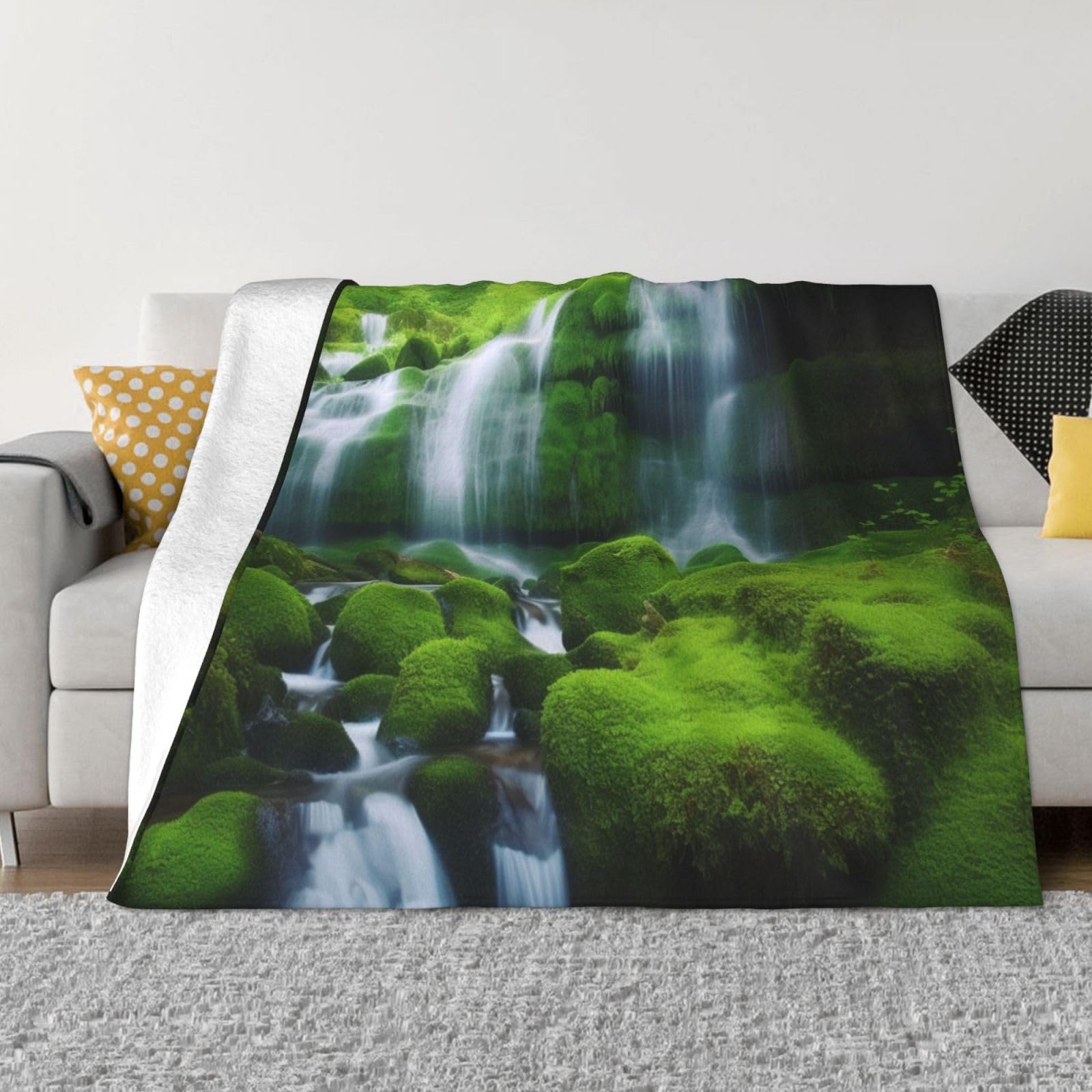 Couverture en flanelle vert cascade, microfibre de luxe pour grand lit