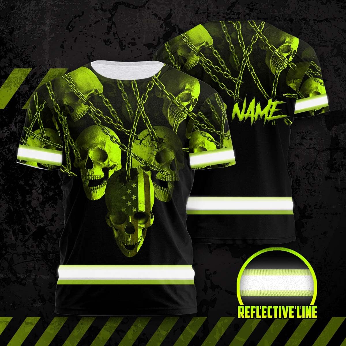 High Visibility Shirt Men Reflective Safety Shirts Custom Name for Patriot, Patriotic, Veteran, Military