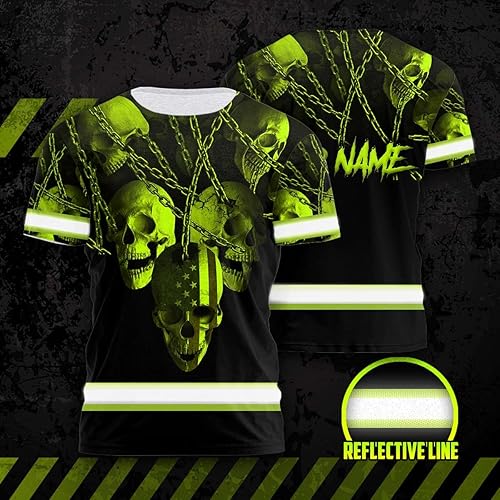 Miniatura 4 de Camisa de alta visibilidad para hombre, camisas de seguridad reflectantes con nombre personalizado para patriota, patriótico, veterano, militar