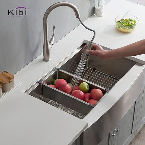 Miniatura 6 de KIBI K1-SF33T - Delantal de cocina de acero inoxidable para estación de trabajo de cocina de un solo tazón, delantal frontal de 33 pulgadas con