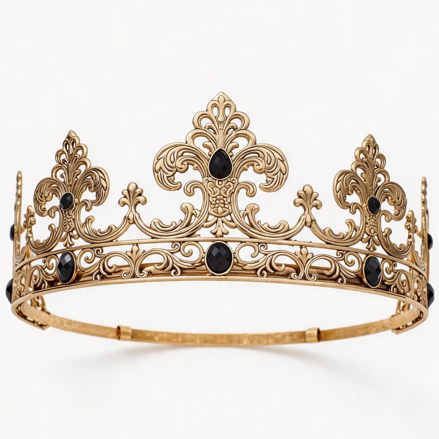 YOUlDIANZIKing Crown for Men, Prince Diadem, Royal Medieval Cosplay Birthday Prom Halloween Hair Accessories Ancient Gold Black