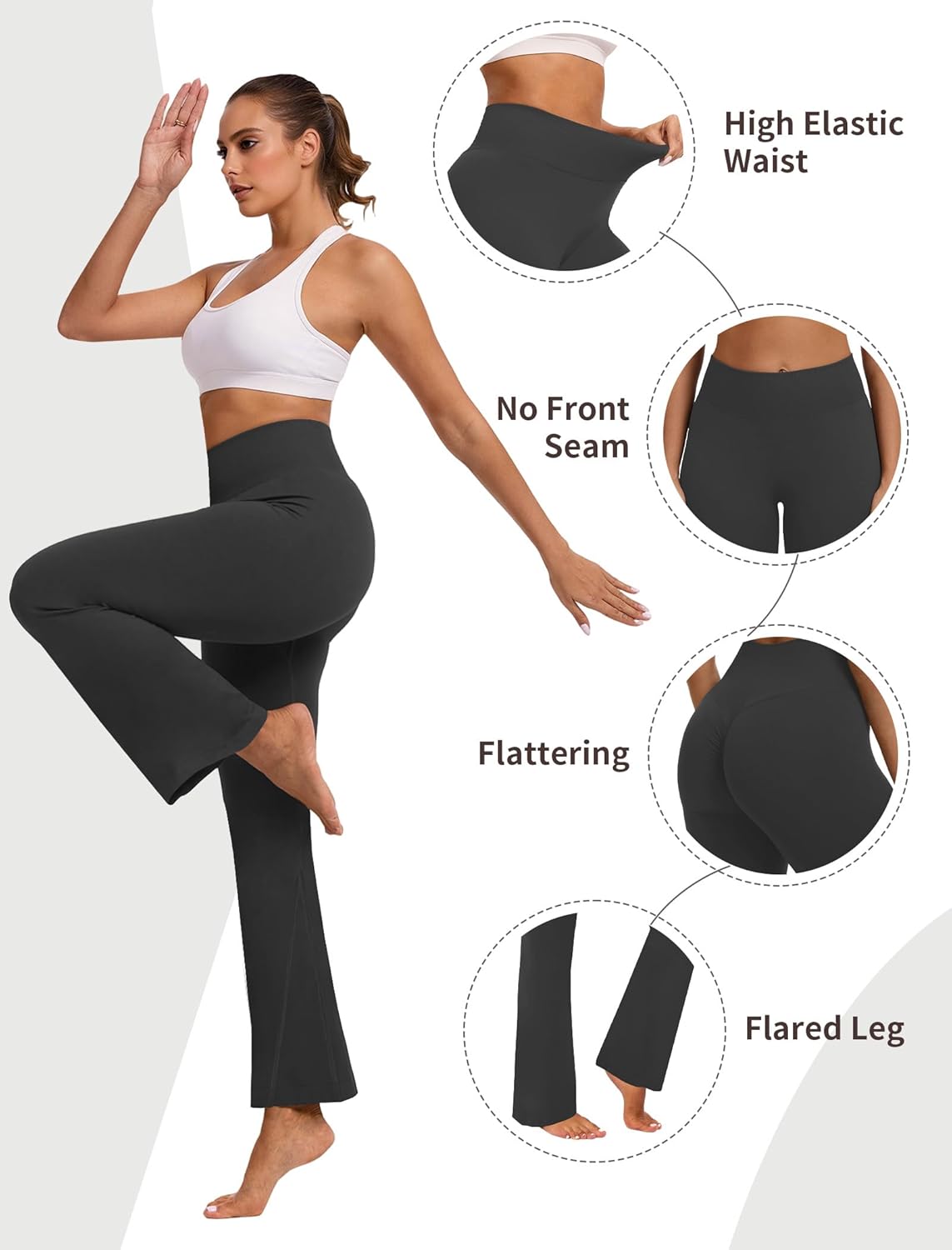 FireSwan Flare Leggings for Women Scrunch Butt Seamless Yoga Pants Tummy Control High Waisted Bootcut Workout Leggings - Image 5