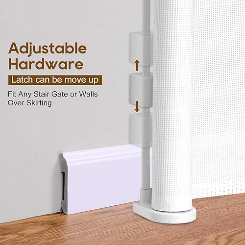Miniatura 6 de Puertas retráctiles para bebés de 120 pulgadas extra anchas con diseño de tira reforzada para evitar que se arrastren, puerta retráctil para perros