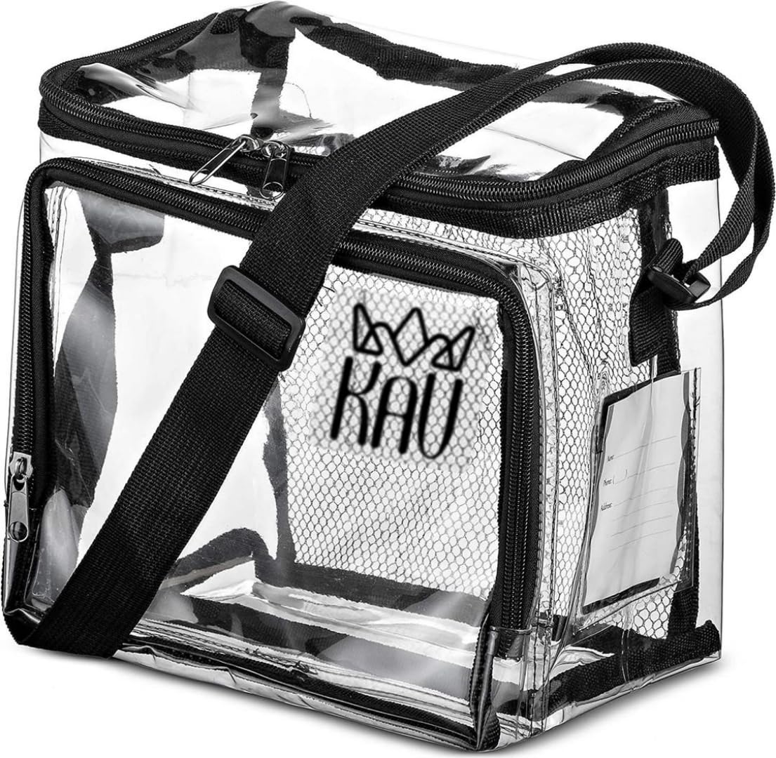 KAVKlarity Transparent Lunch Bag for Men & Women, PVC Plastic Lunch Box with Adjustable Shoulder Strap, Handle, and Freezer Safe, 15L Capacity, Clear Lunch Tote Box for Work