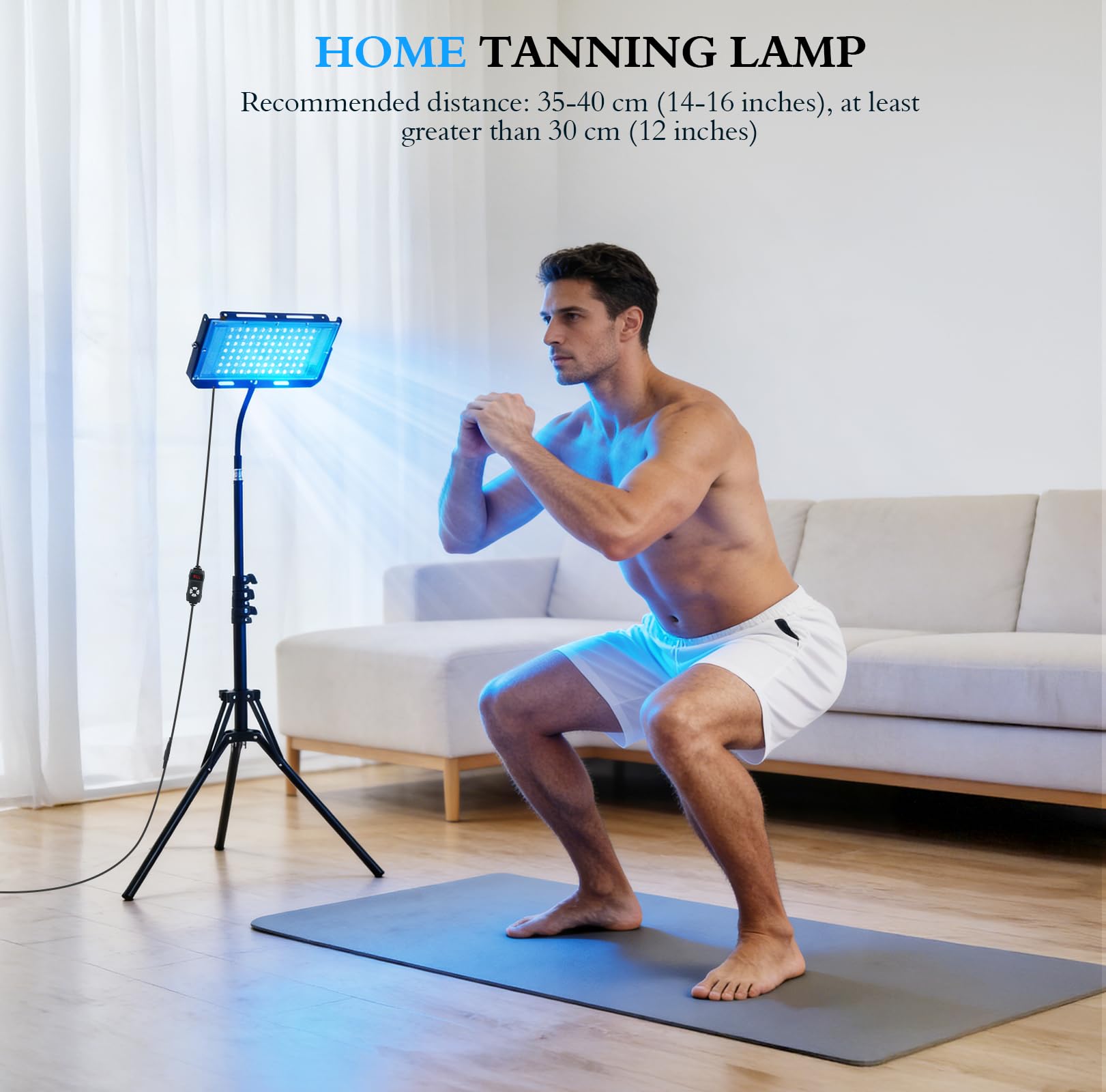 Solarium Maison 30W Lampe Bronzante avec 3 Modes & 5 Niveaux - Bronzage Visage et Corps avec Minuterie et Réglage Hauteur - Lampe Lumière du Jour pour Auto-bronzage à Domicile