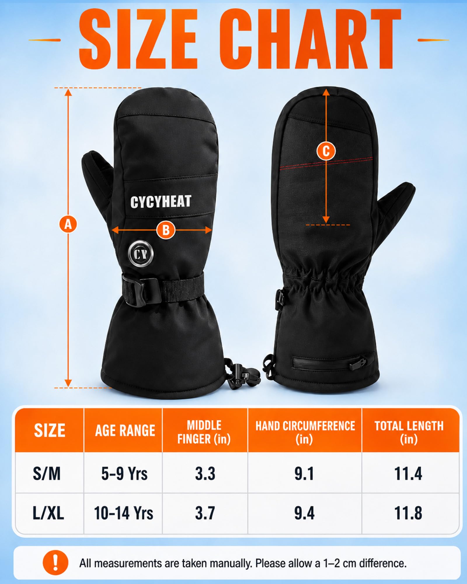 Guantes de esquí con calefacción para niños y niñas, guantes impermeables