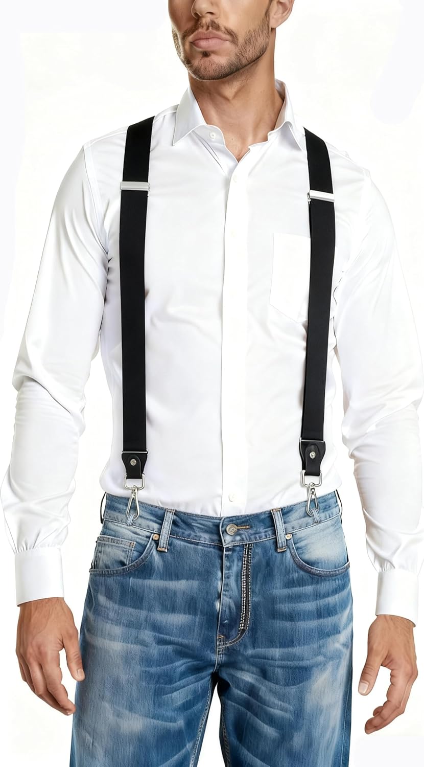 Suspenders for Men Metal Hook Heavy Duty Braces Adjustable High Stretch Elastic Suspenders - Image 6