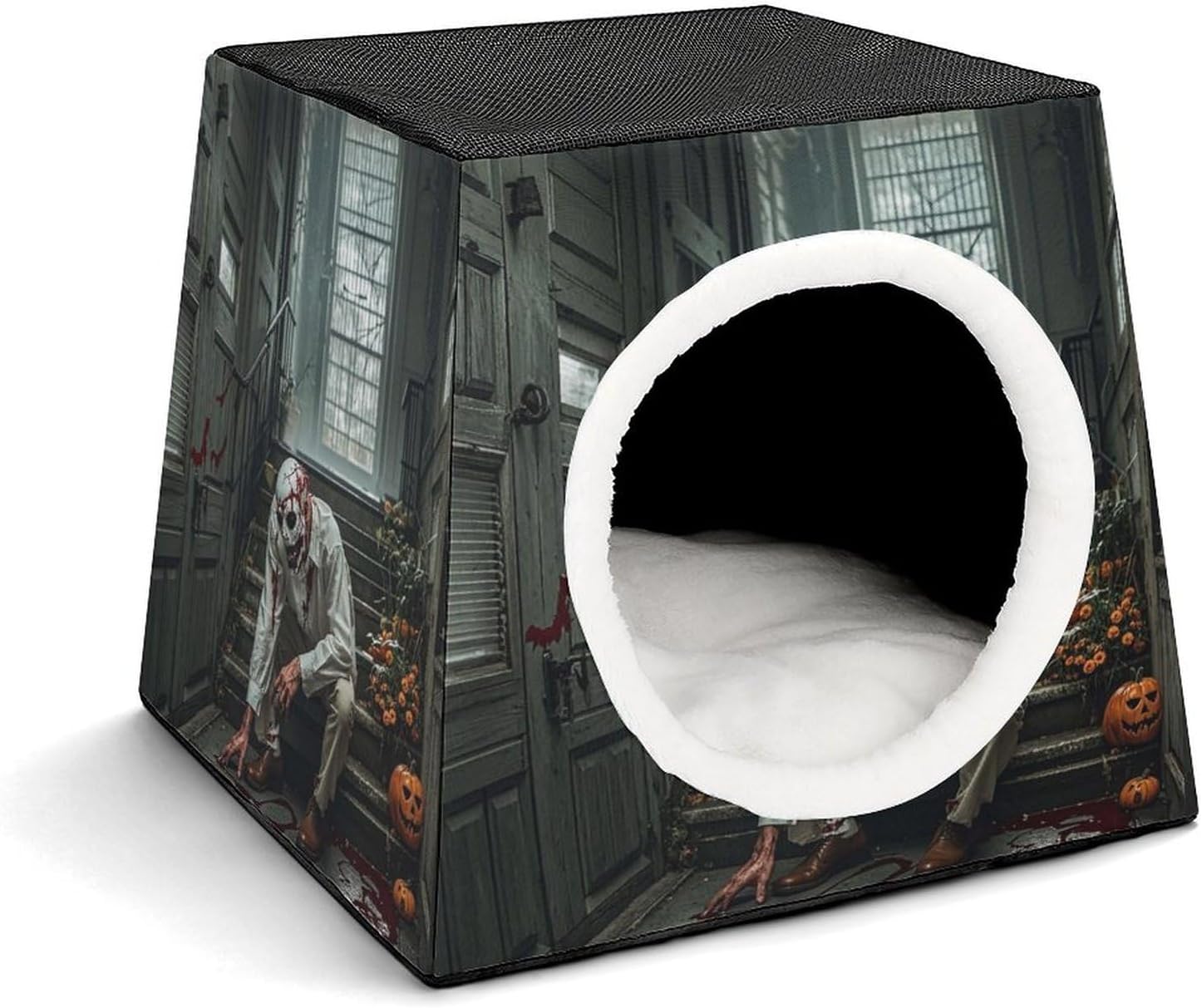 Pet Sleeping Nest Bed, Halloween Horror Theme Printed Dog House Cat Nest, Winter Pet House are Suitable for Most Cats, Dogs, and Other Small Pets