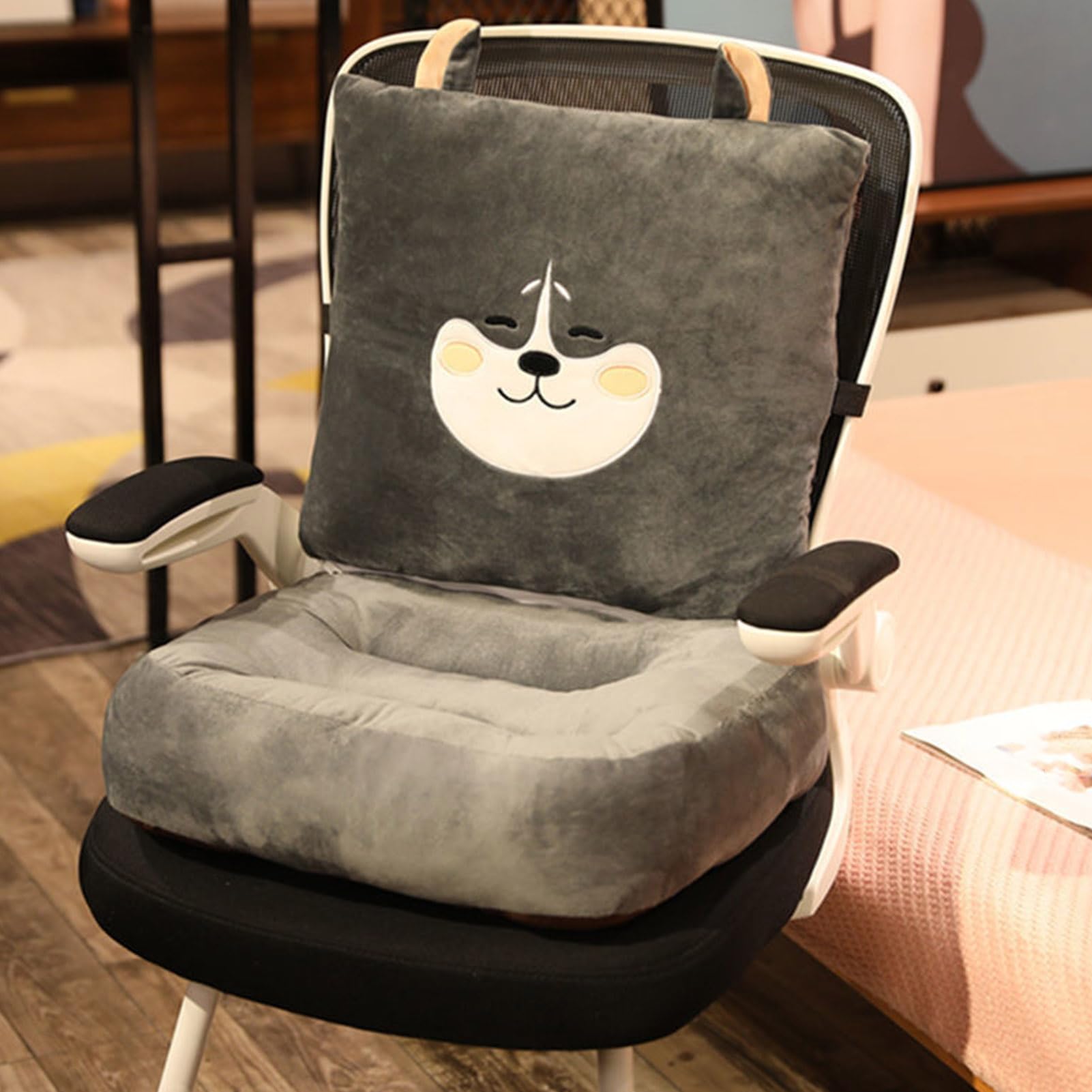 Ejoyous Cojín de Asiento con Soporte Lumbar Integrado Cojín de Almohada Lumbar Sedoso y de Felpa con Respaldo Integrado para Soporte de Postura Comodidad Suave para Entrenamiento de Conductores en