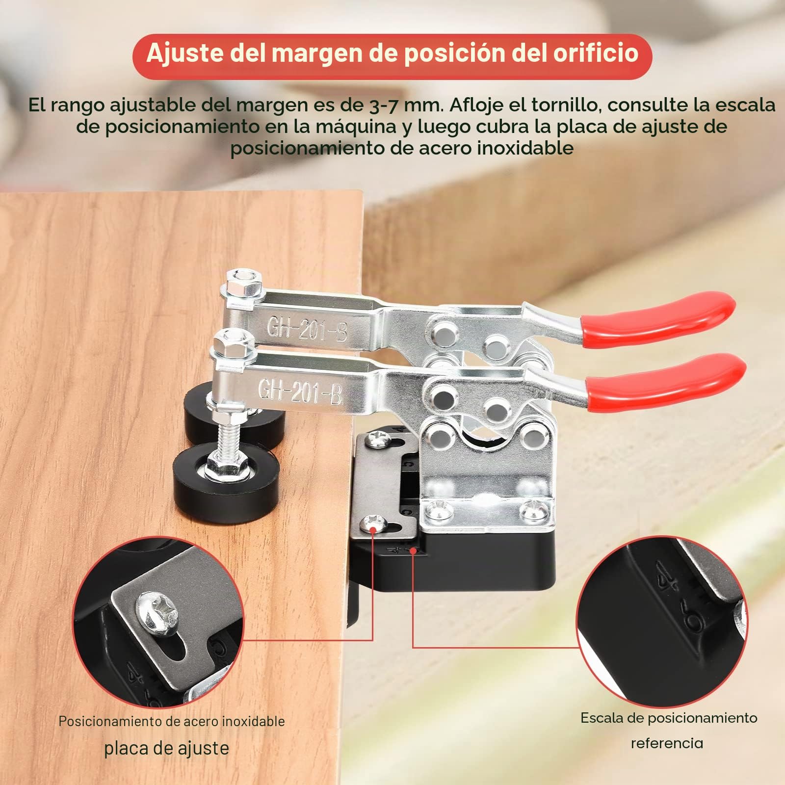 Plantilla de Bisagra 35 mm, Guía de Perforación para Puerta y Armarios, Herramienta de Carpintería para Trabajo de Madera