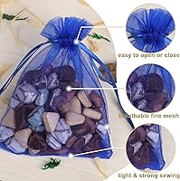 Vista 2 de Ableme Deco Bolsas de organza azul real de 3 x 4 pulgadas (100 unidades), bolsas de regalo de malla transparente con cordón, bolsas de joyería
