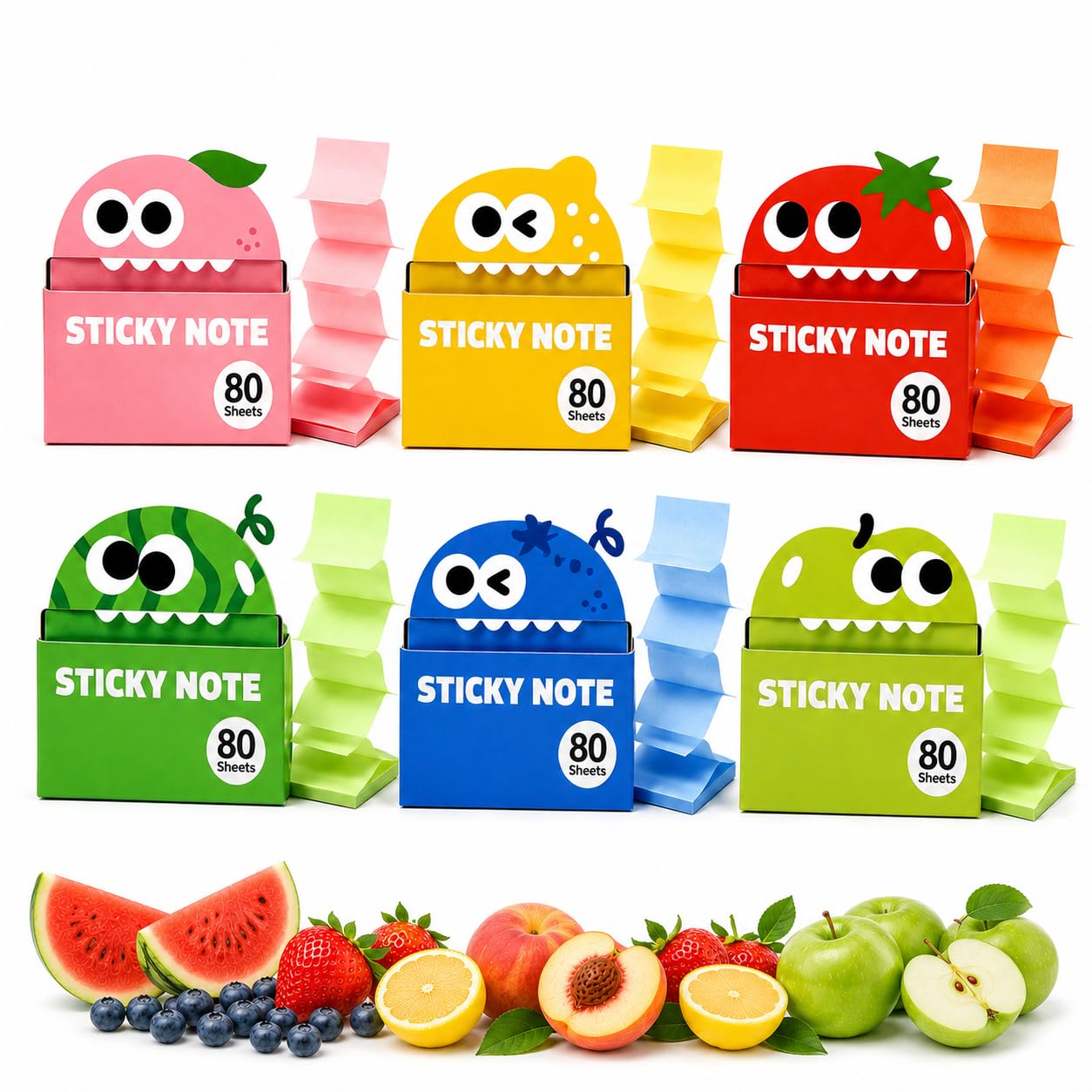 Sticky Notes Glitter Monster, 2027 NEU Pull Out Transparent Sticky Notes Glitter, Reusable for Book Annotation Studying, Make Your Notes A Litte More Sparkly (12pcs-A)