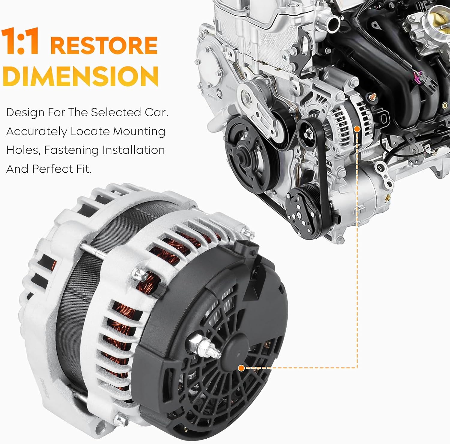 New Alternator for 07-14 Cadillac Escalade ESV EXT Chevy Avalanche Silverado 1500 2500 3500 Suburban Tahoe GMC Sierra Yukon, Hummer H2, 1-2990-01DR, 90-01-4558, 15093928, 15857608, 8301N