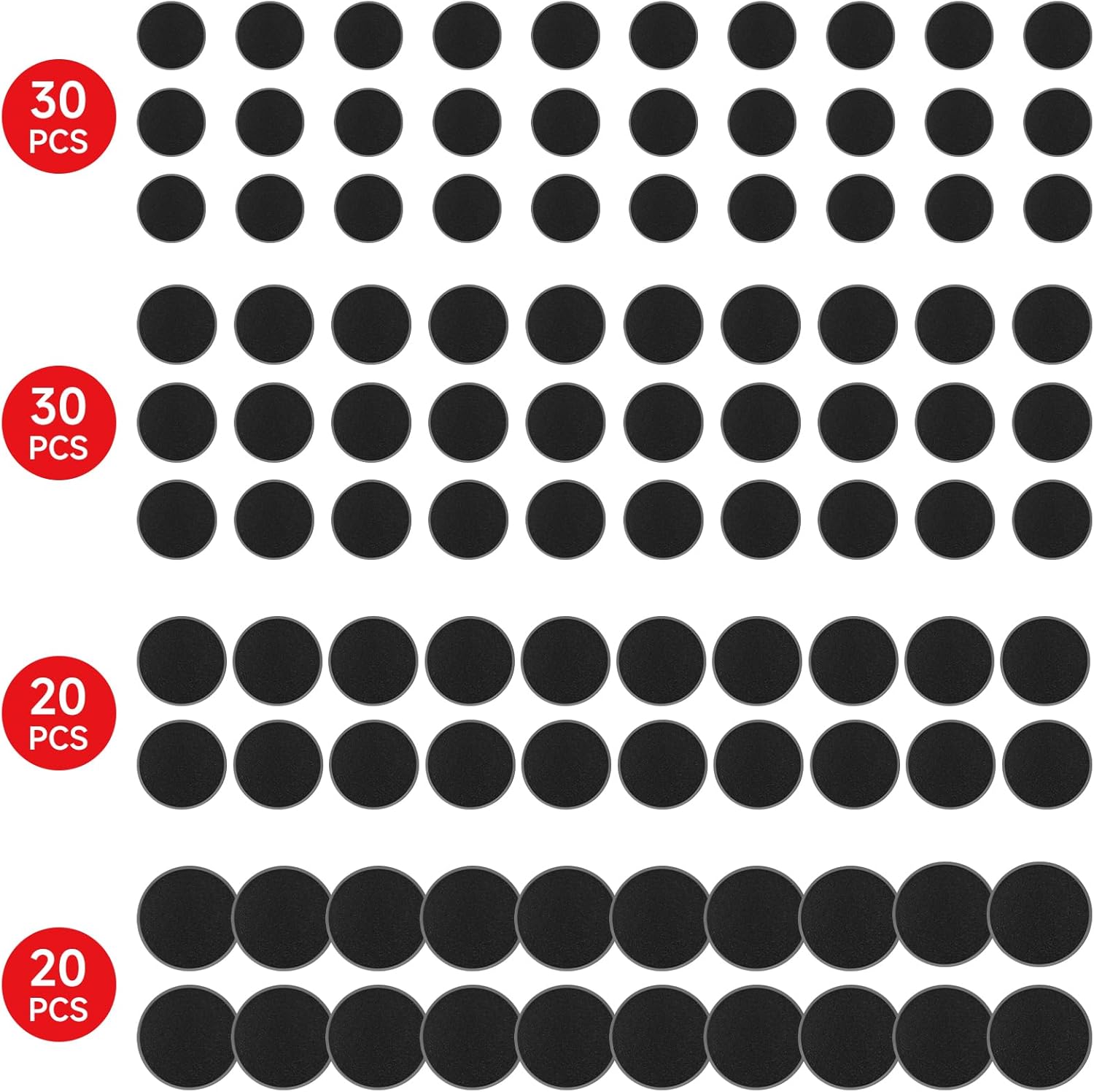 SIXPOINTS 100 Pieces Acrylic Miniature Bases,25/28.5/32/40 mm Model Bases 4mm/0.16inch Thick Circular Figure Display Stands Compatible with Gaming Miniatures or Wargames Role Playing Board Game Figure Toy (100PCS-25&28.5&32&40mm-black)