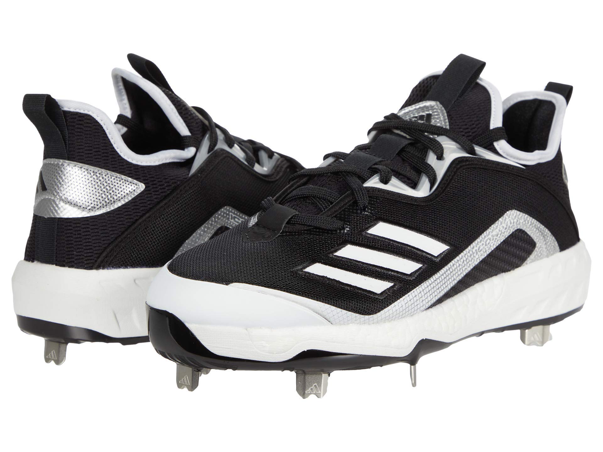 adidas Men's EG6488 Baseball Shoe, Black/White/Silver, 9.5