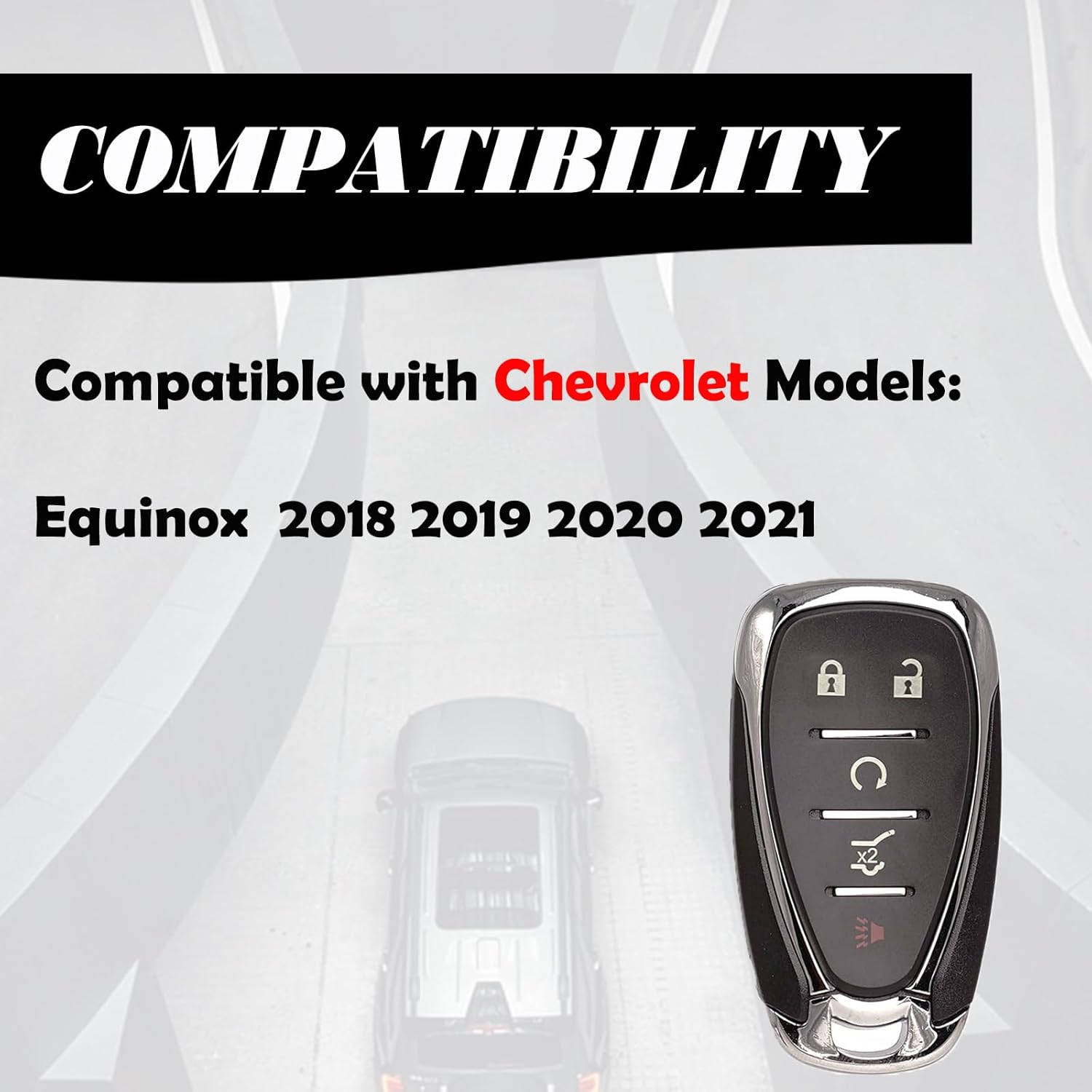MechanMagic Key Fob Replacement Compatible with Chevrolet Equinox 2018-2021, Plastic Material, SUV, 5 Button, 315MHz, Part Numbers 13584498 13529650, FCC ID HYQ4AA