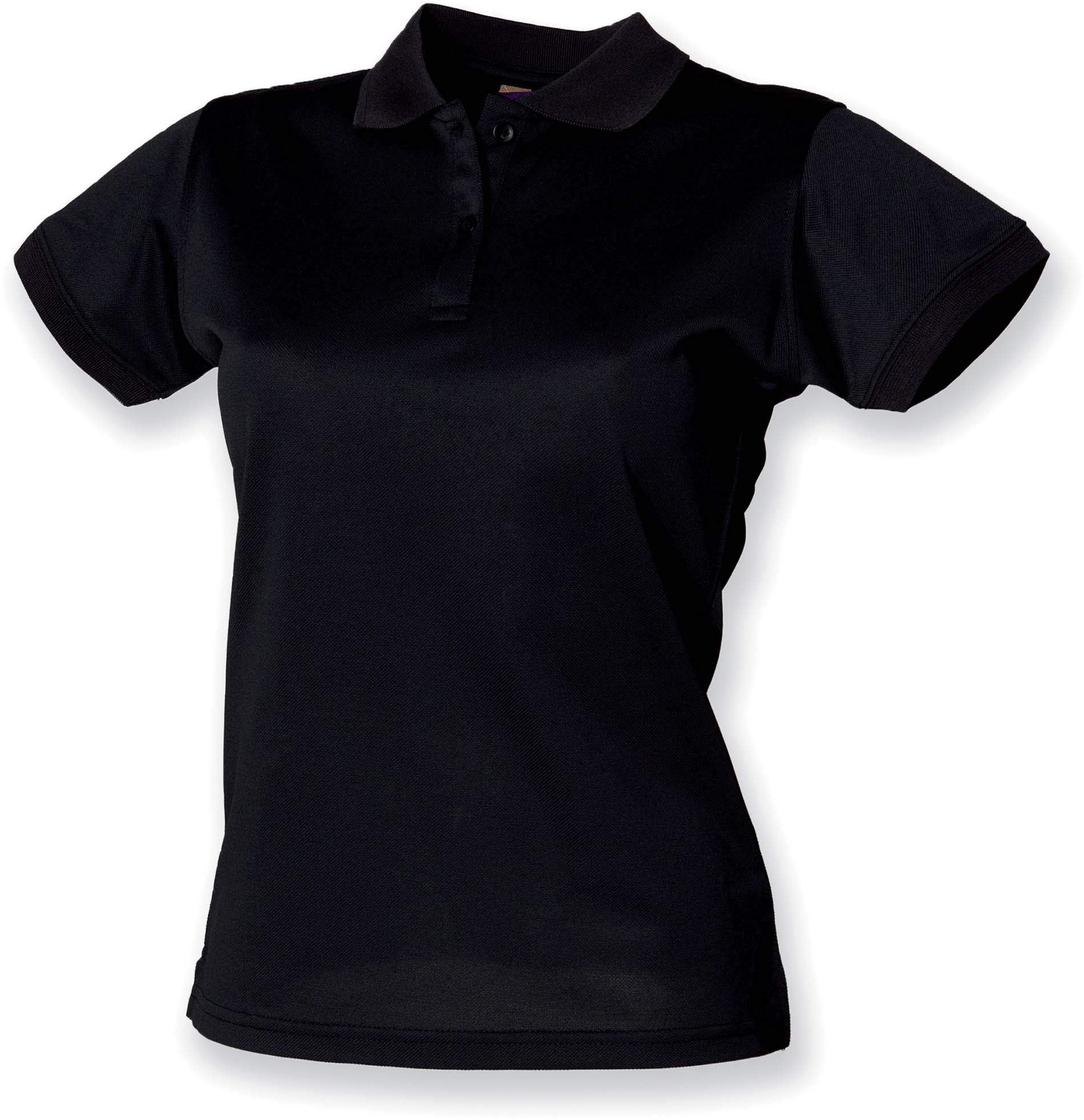 Henbury Ladies Coolplus Wicking Pique Polo Shirt Black 3XL