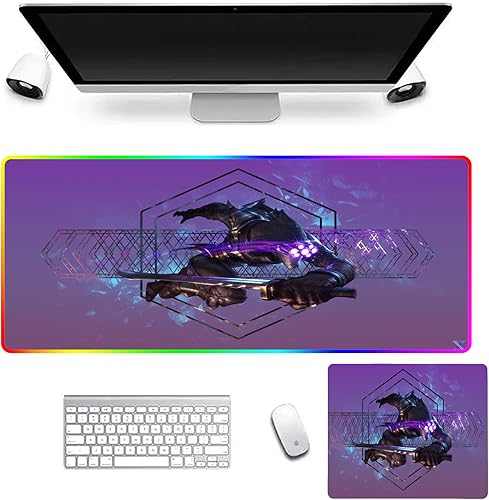 Mouse Pads Anime Game Mouse Pad Pc Gamer Gaming RGB LED Mat XXL Keyboard Mousepad Deskmat Mause Pads 31.49 inch x12 inch A1