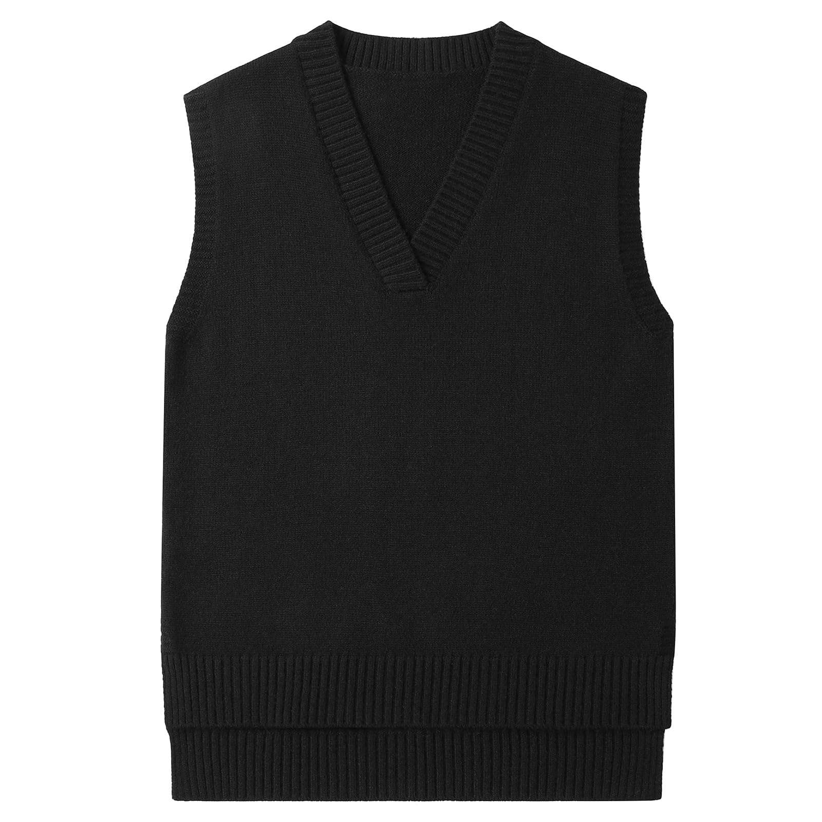 MODFUL Maglia da donna senza maniche con scollo a V, maglione grosso classico