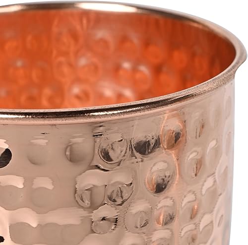 Vista 20 de Vaso de cobre martillado, sin lacado, sin forro y sin recubrimiento, 13.5 fl oz, para beneficios para la salud del ayurveda