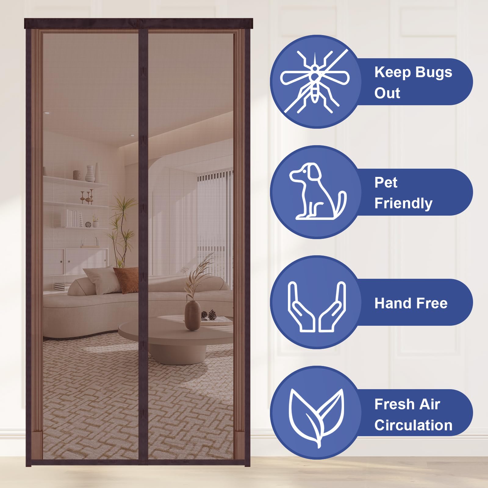 Zanzariera Magnetica Per Porte 95x250cm - Chiusura Automatica, Rete Anti Insetti, Facile Installazione - Foto 9