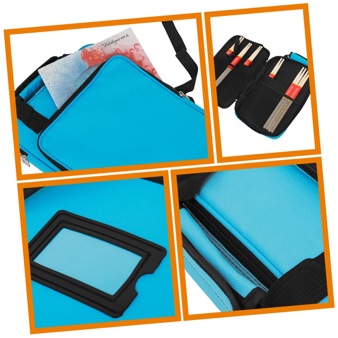 Toddmomy Custodia per Bacchette da Batteria Oxford Blu Resistente All'acqua e All'abrasione Tracolla e Manici, Borsa Porta Bacchette Portatile per Concerti e Viaggi