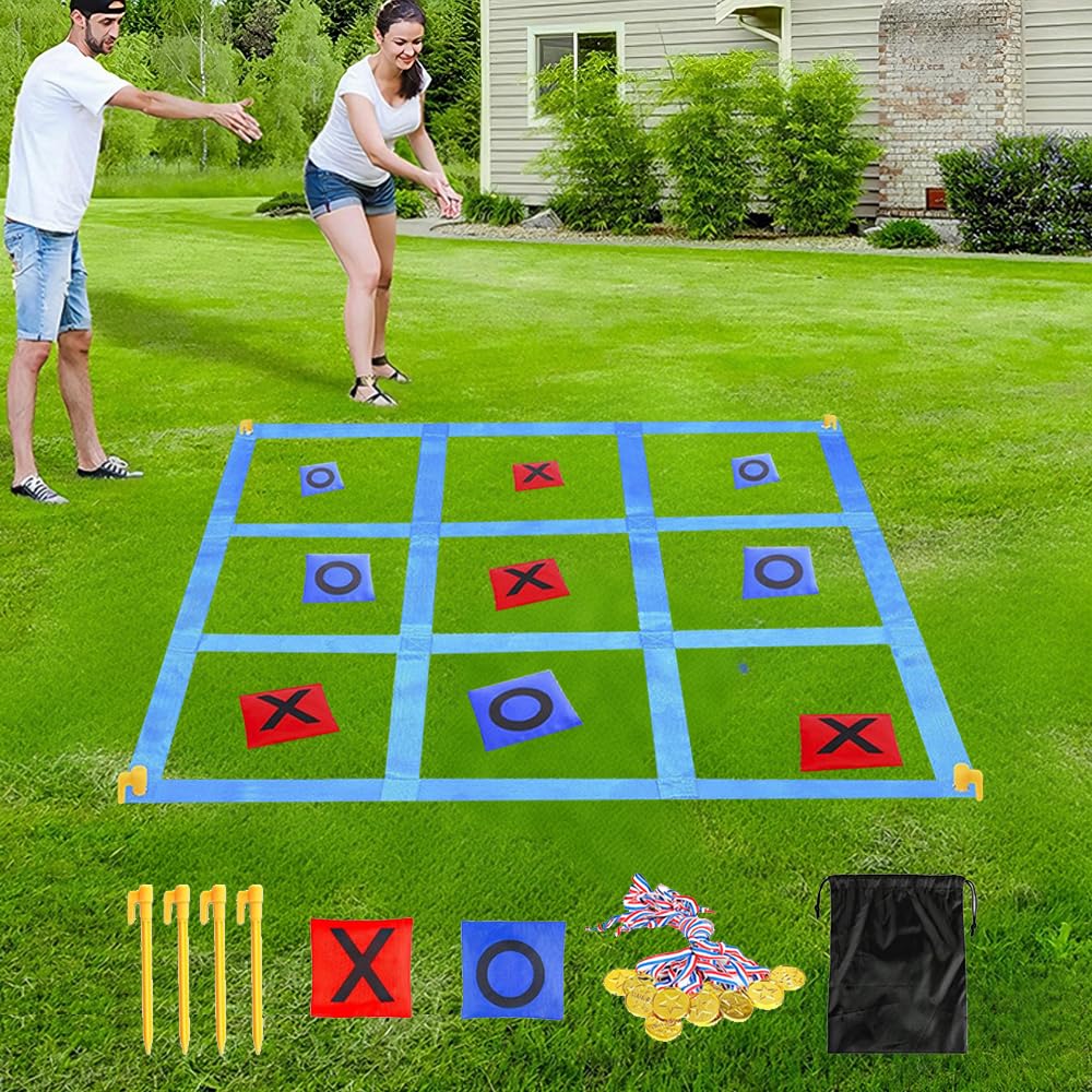 Mineup Riesiges Tic Tac Toe, Giant Tic Tac Toe Game, Sitzsack-Wurfspiele für Kinder und Erwachsene, Outdoor-Spielset für Garten, Strand, Camping, Familienfest, Kindergeburtstag Karnevals Spiele
