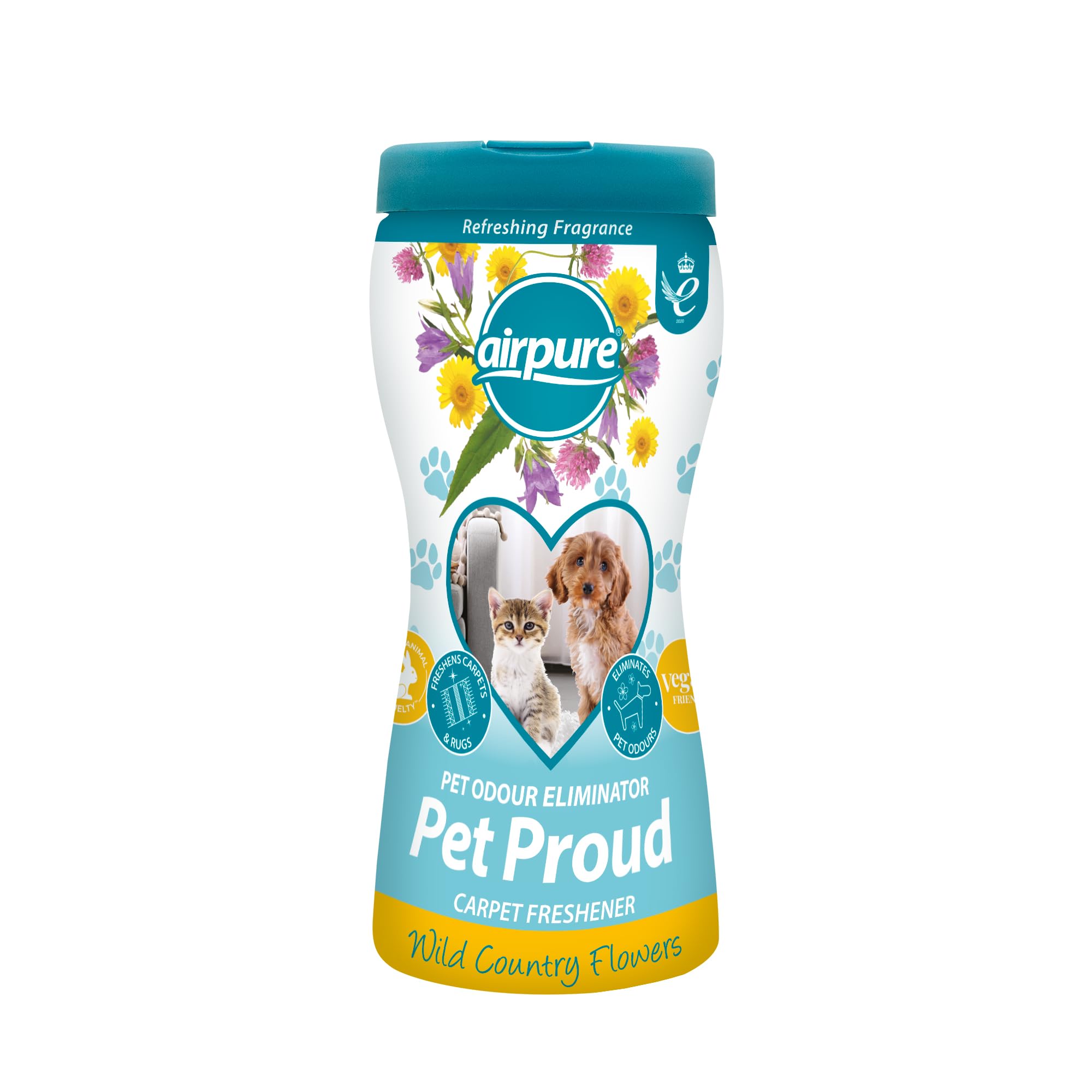 airpure PET Proud Carpet Freshener 500g, Odour Eliminator, Flowers Fragrance, White
