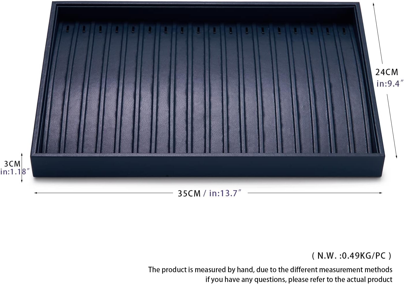 Oirlv Stackable Necklace Pendant Bracelet Organizer Tray Blue Leather Jewelry Drawer Organizer Trays - Image 8