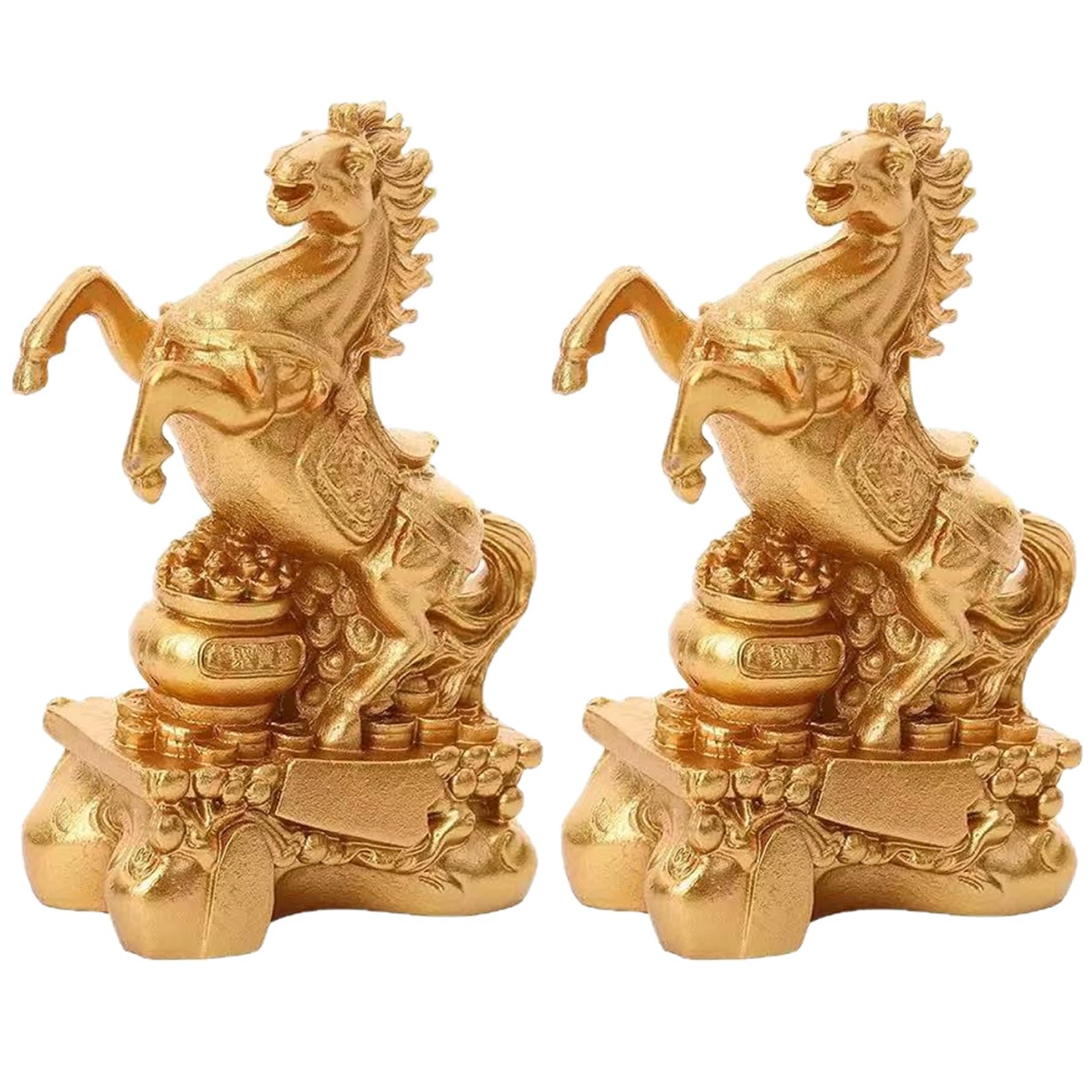 CAKEEYUM 2Pcs Horse Statue Feng Shui Chinese Zodiac Horse Figurines Collectible Sculpture Table Decor for Wealth Luck Success Home Office Statue, Figurines, Statues Home Decor, Chinese Z