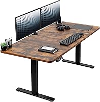 Vista 34 de VIVO DESK-KIT-1B7N-36 - Escritorio eléctrico de pie rústico de 71 x 36 pulgadas, ajuste de altura de memoria, serie 1B, marco negro con parte