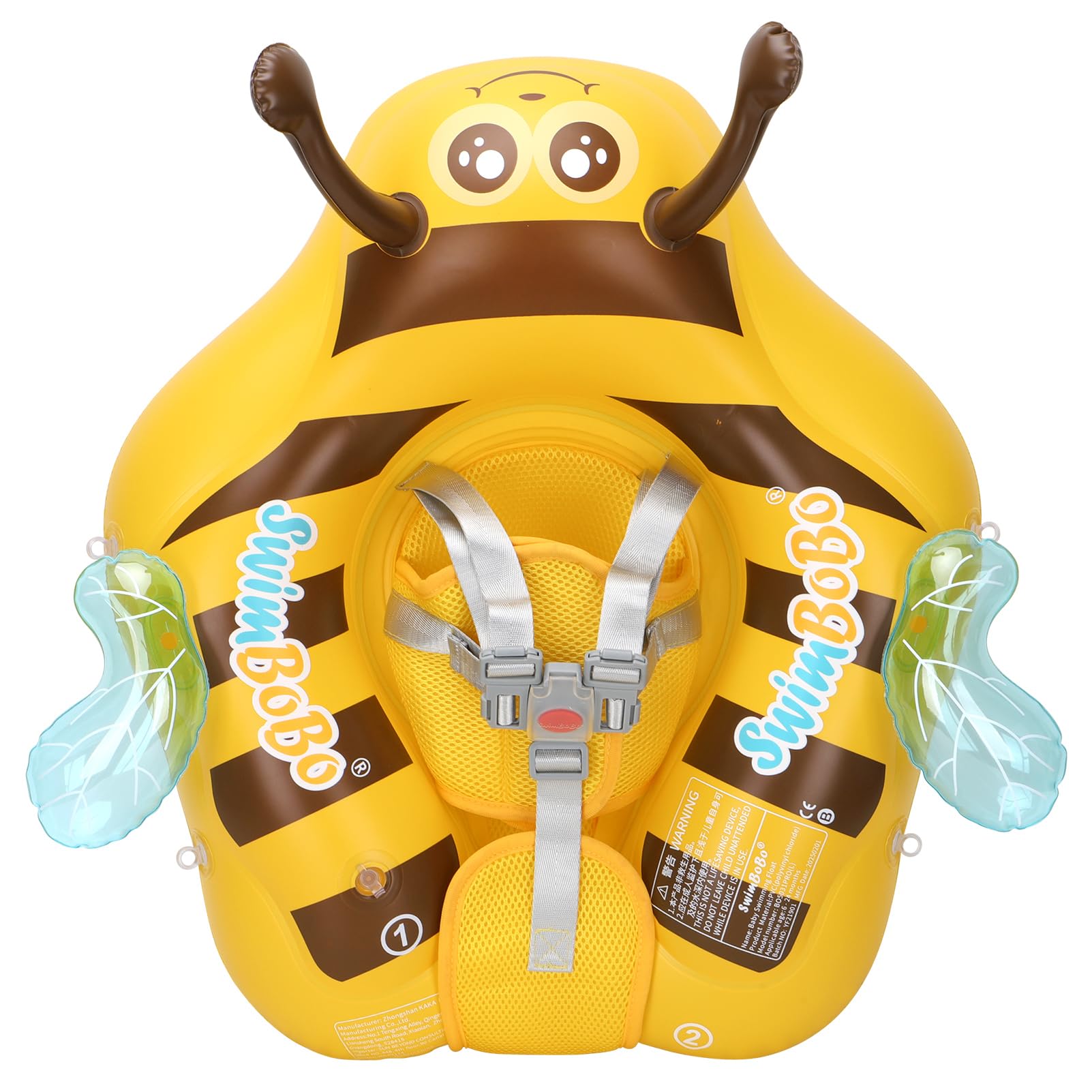 Free Swimming Baby Inflatable Baby Swim Float with Sun Canopy Size Improved Infant Pool Floaties Swimming Pool Toys for The Age of 3-36 Months(Yellow, Large)