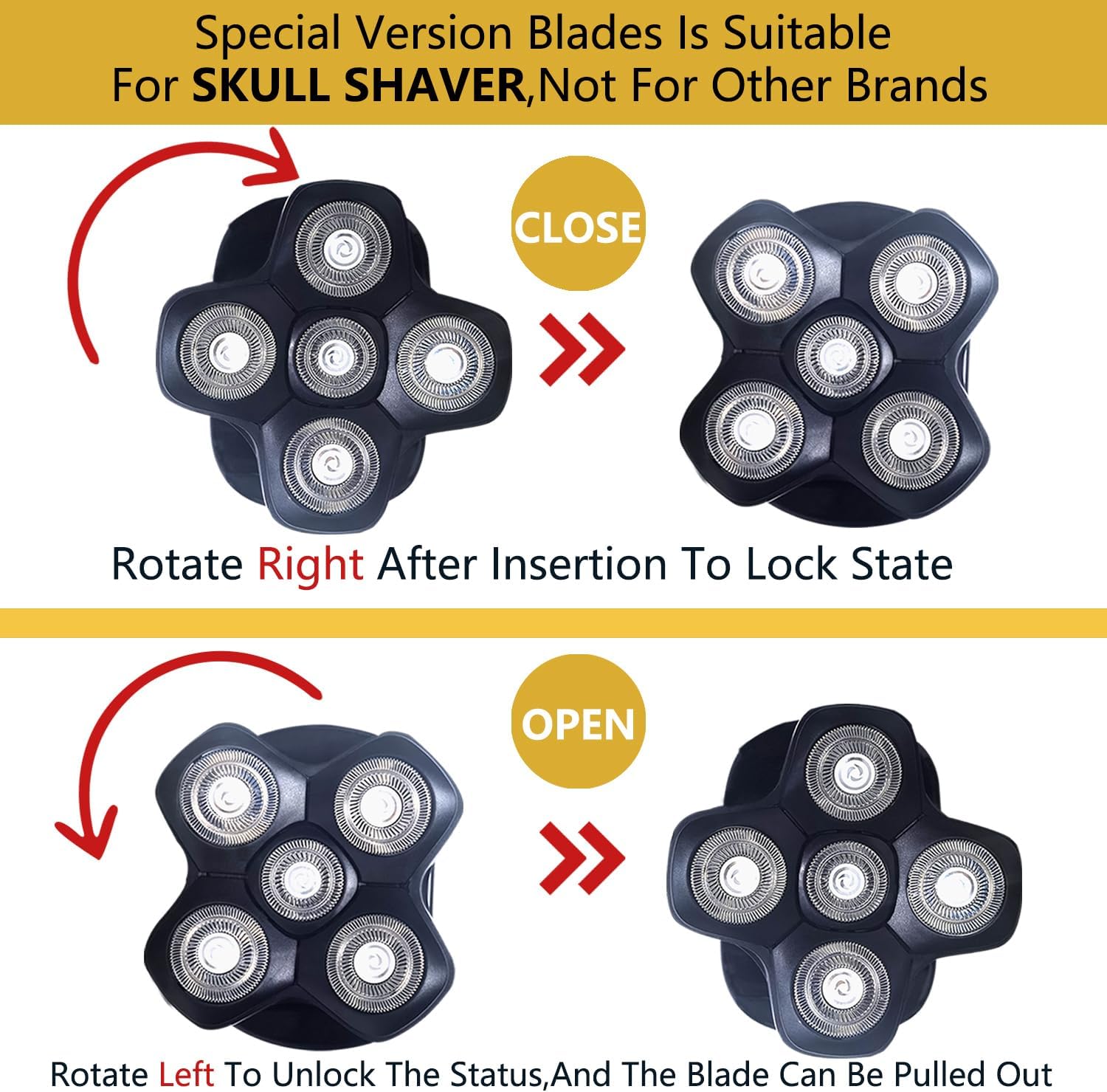 New Upgrade Head Shaver Replacement Heads for Skull Shaver Pitbull Platinum Pro Butterfly Kiss, and Palm Hypo-Allergenic Electric Razor - Image 3