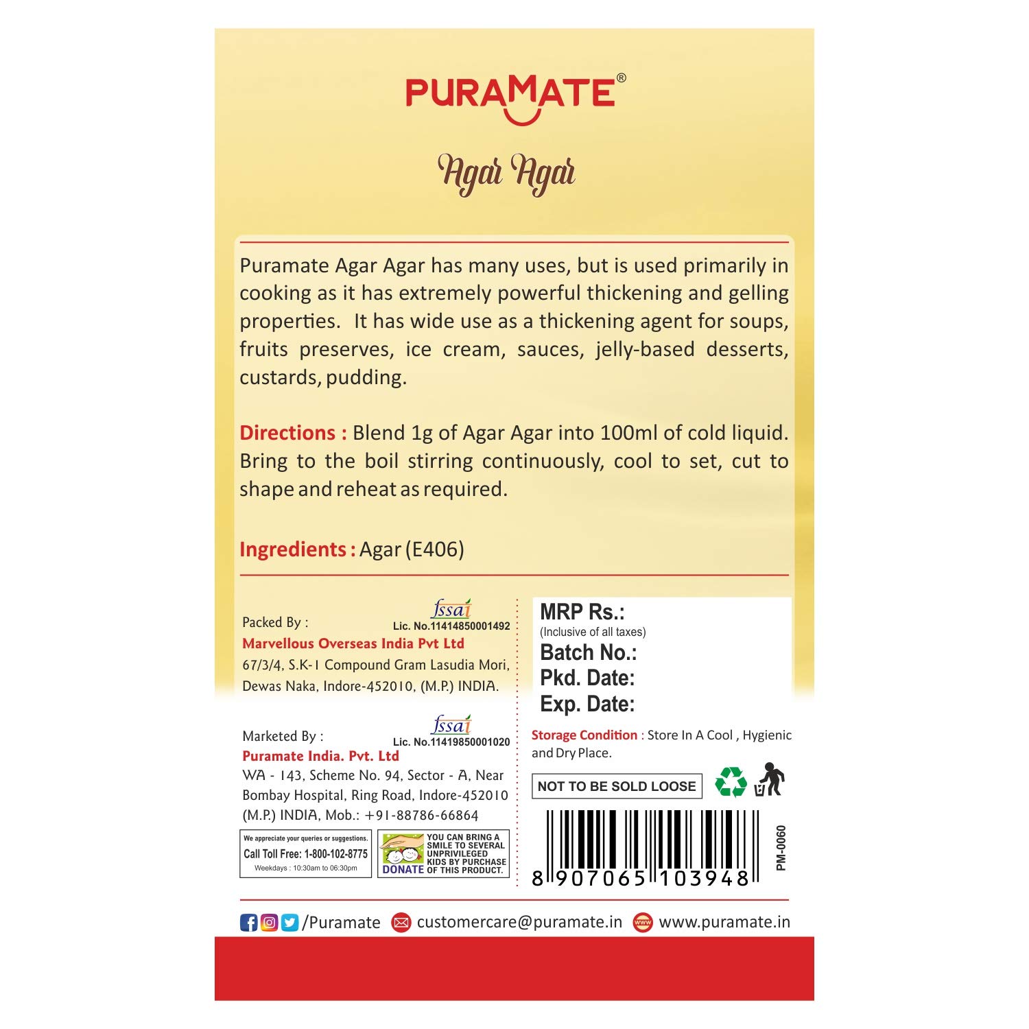 Puramate Agar Agar, 25 gm - Image 3 thumbnail
